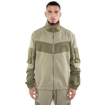E.P.T.M. Olive Color Block Twill Jacket &amp; Pants Set
