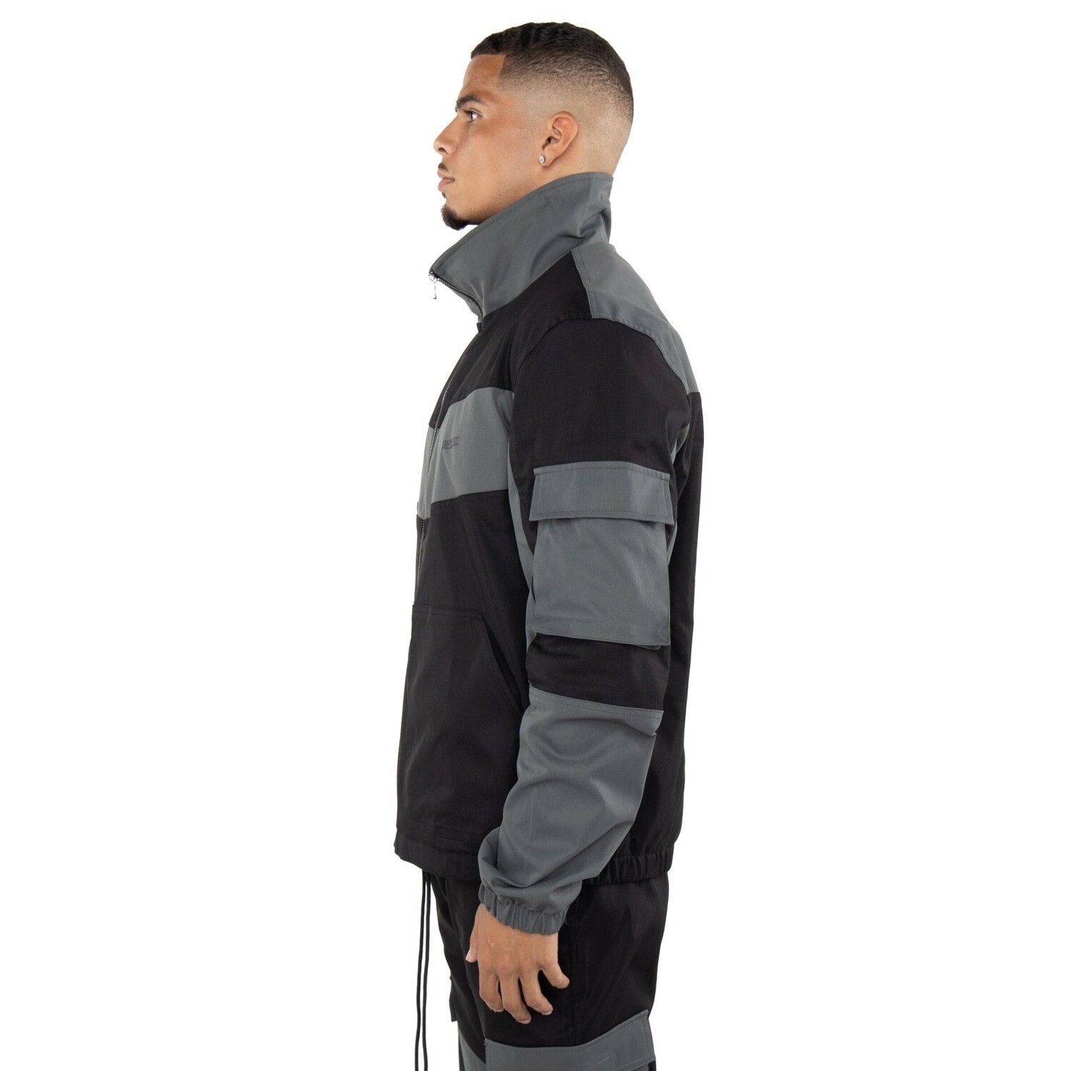 E.P.T.M. Black /Gray Color Block Twill Jacket &amp; Pants Set