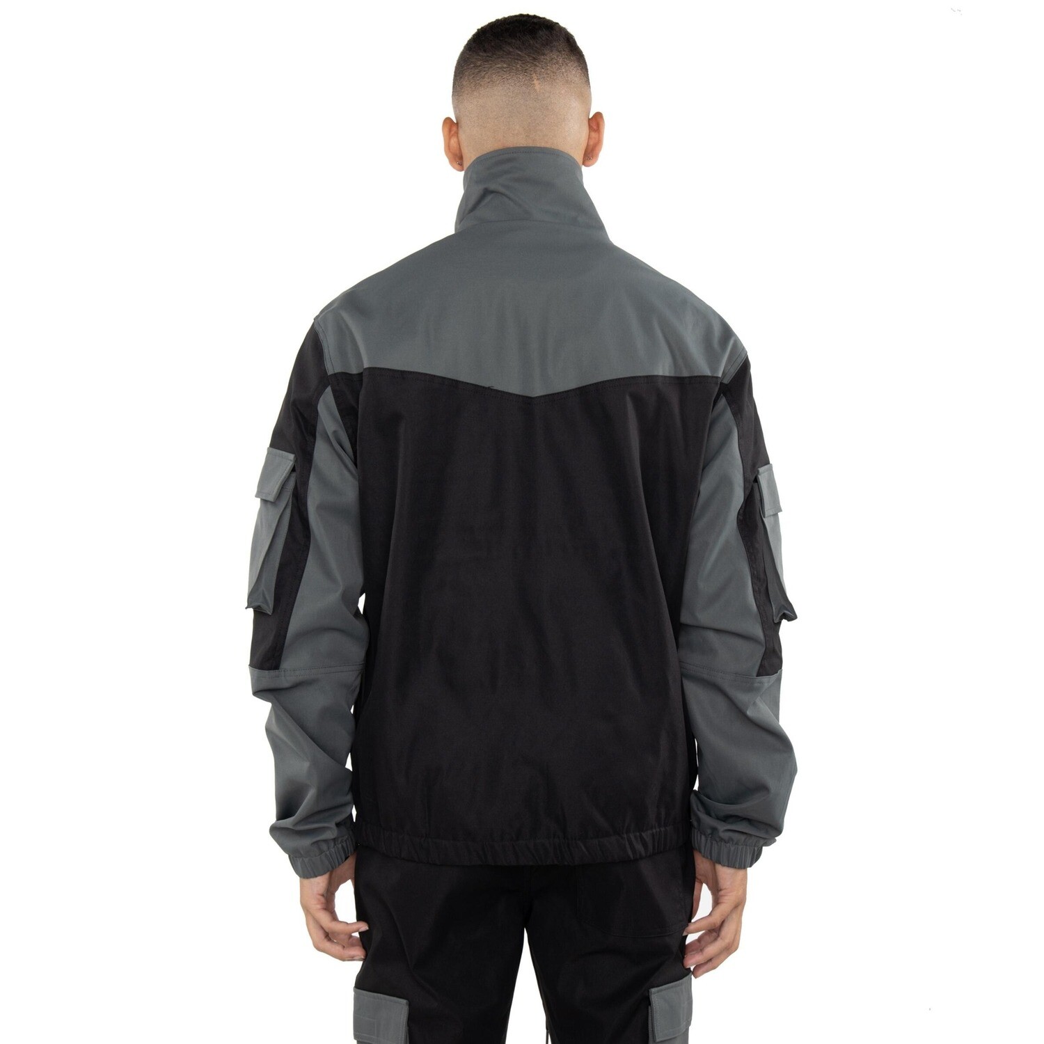 E.P.T.M. Black /Gray Color Block Twill Jacket &amp; Pants Set