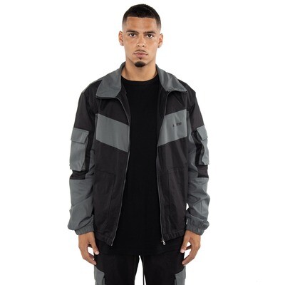 E.P.T.M. Black /Gray Color Block Twill Jacket &amp; Pants Set