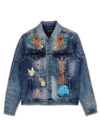 Reason Flaming Dragon Denim Jacket and Jean Set