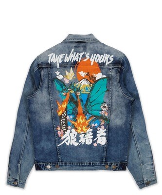 Reason Flaming Dragon Denim Jacket and Jean Set