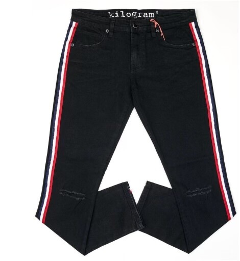 Kilogram “Jet Black - Red/White/Navy” Striped Jeans