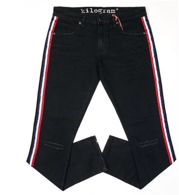 Kilogram “Jet Black - Red/White/Navy” Striped Jeans