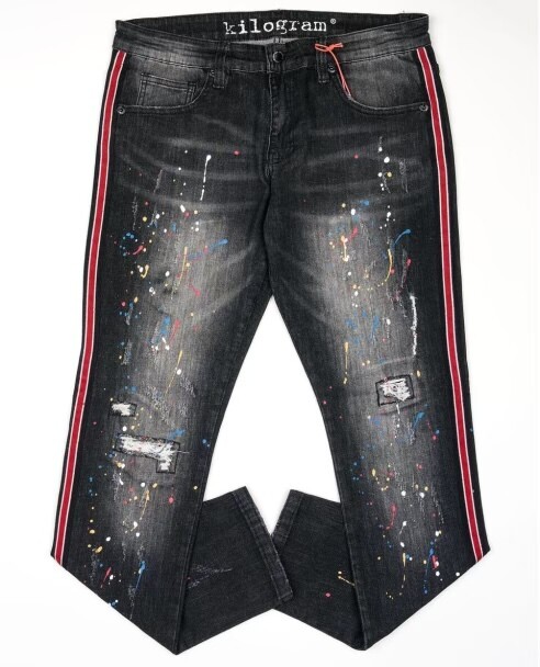 Kilogram Black Wash Denim Jeans w/Splattered Paint