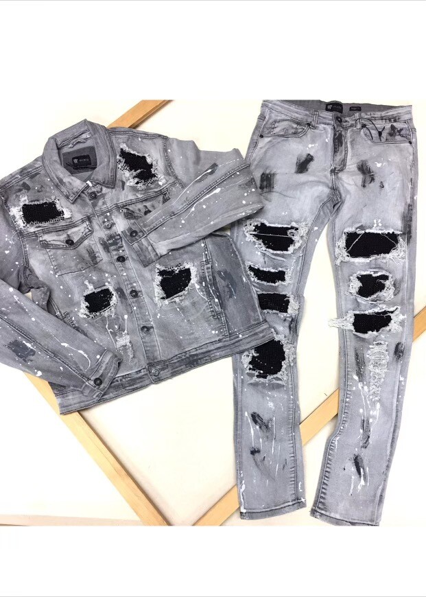 Waimea Gray Wash Denim Jean Set