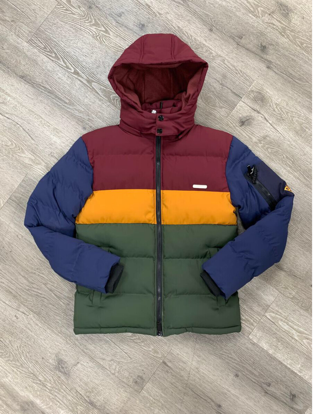 BKYS Quilted Color Striped Jacket (Burgundy)
