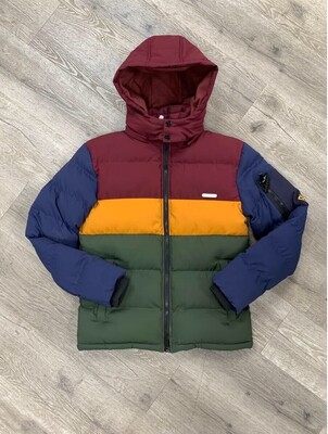 BKYS Quilted Color Striped Jacket (Burgundy)