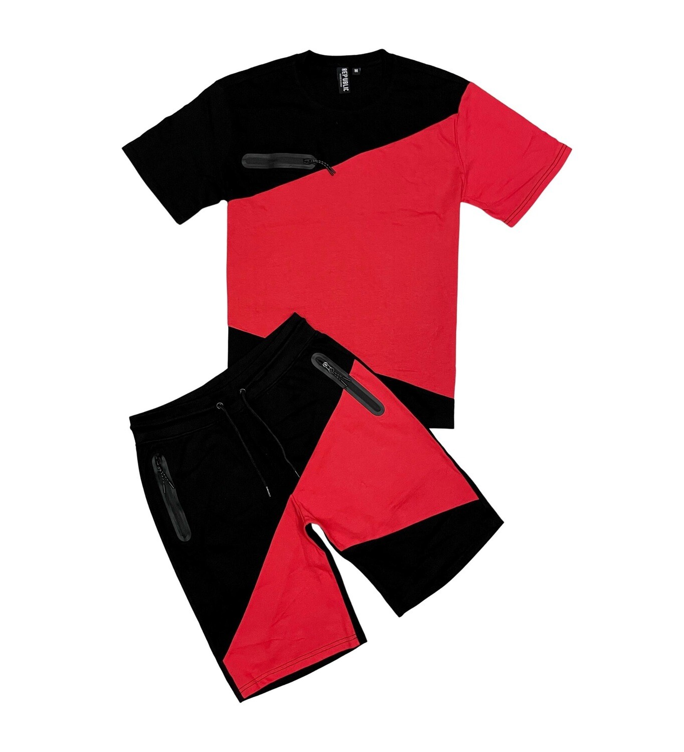 North Republic Color Block Short Set (Red)
