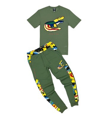 Genuine Gator T-Shirt &amp; Jogger Set (Olive)