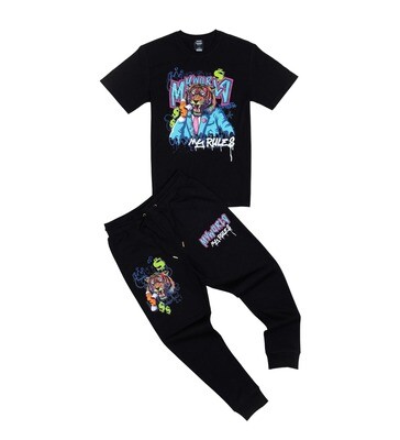 Genuine &quot;My World My Rules&quot; T-Shirt &amp; Jogger Set (Black)
