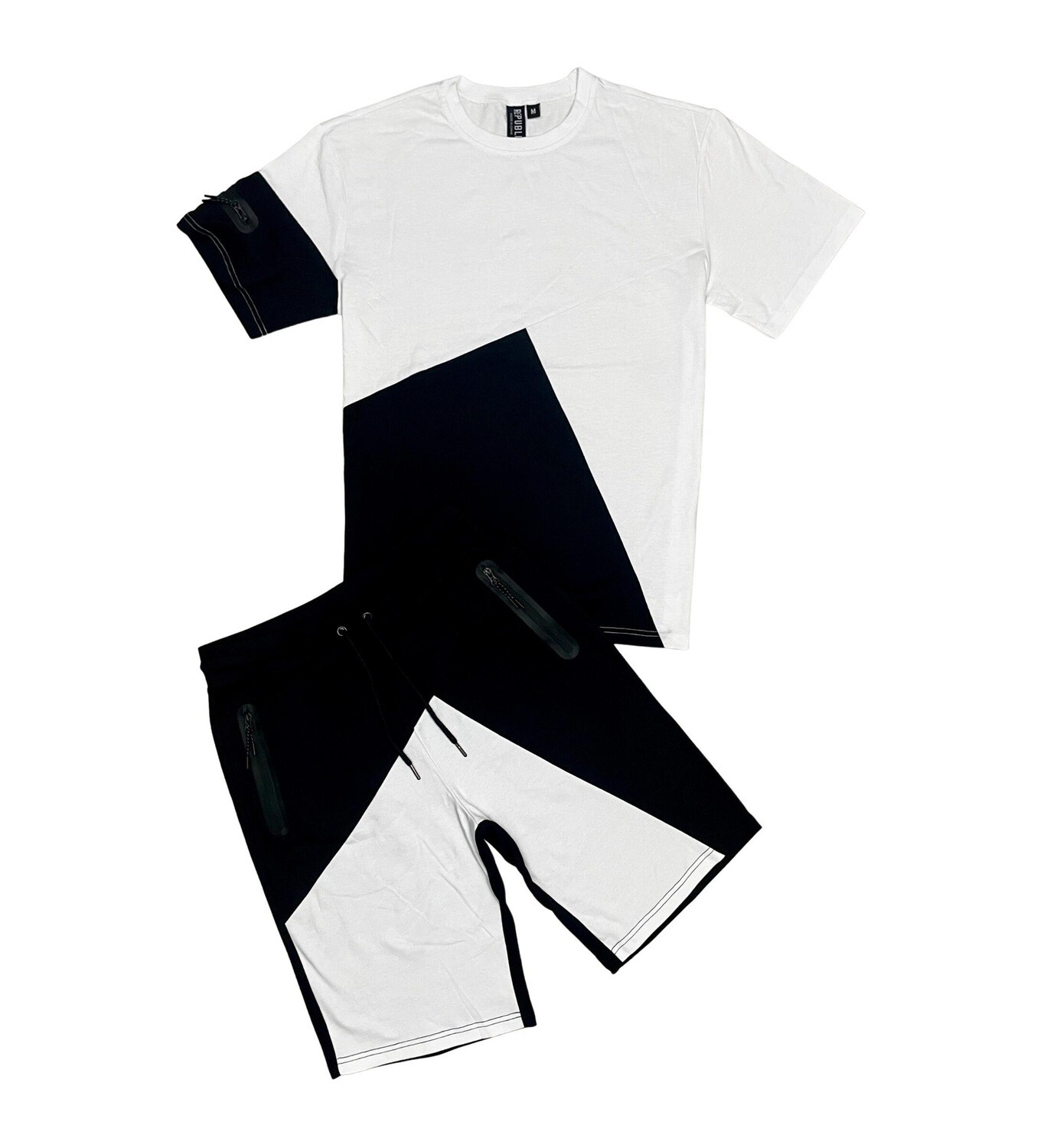 North Republic Color Block Short Set (White/Black)