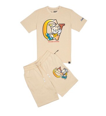 Civilized Bear Logo T-Shirt &amp; Short Set (Khaki)