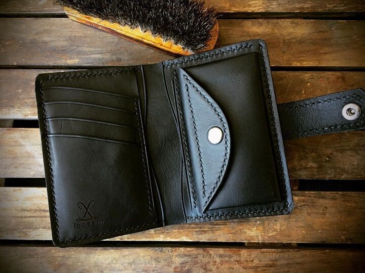 HANDMADE WALLET,PERSONALIZED WALLET, LEATHER BIFOLD ID WITH BUTTONING
