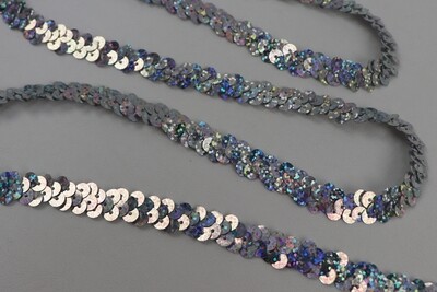 Paillettenborte holo elastisch &quot;silber&quot;