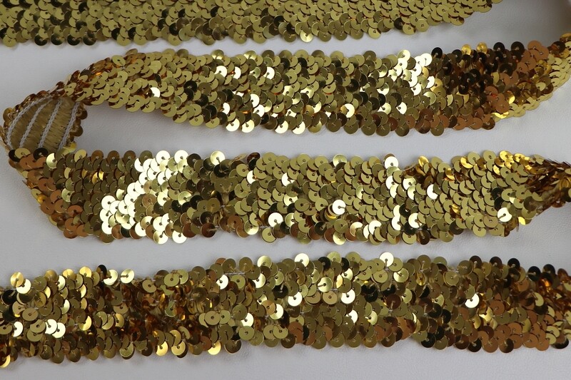 Borte Pailletten 4 reihig elastisch &quot;gold&quot;