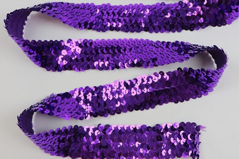 Borte Pailletten 4 reihig elastisch &quot;violett&quot;