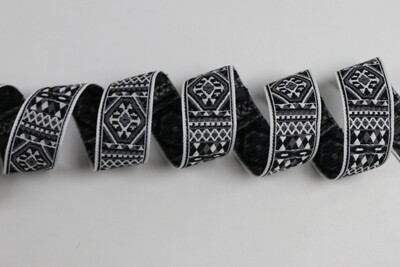 Jacquardborte 30mm &quot;schwarz-weiss&quot;