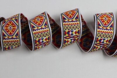 Jacquardborte 30mm &quot;gelb-rot&quot;