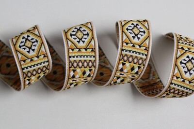 Jacquardborte 30mm &quot;gelb-weiss&quot;