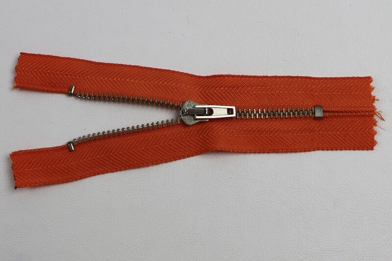 Reissverschluss mit Metallkrampe &quot;orange&quot;