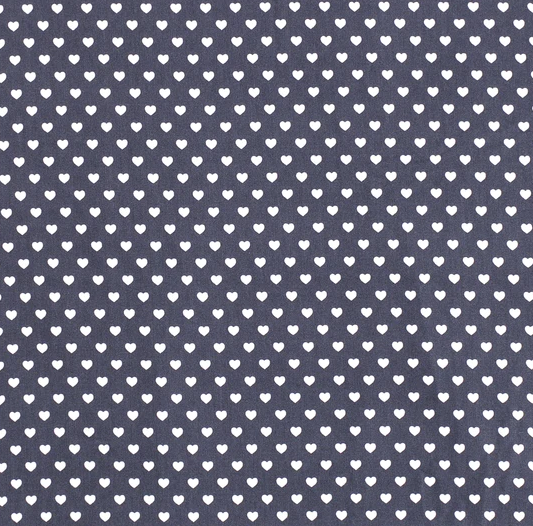 Popeline Herzen &quot;stahlblau&quot;