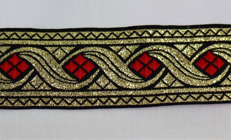 Jaquardborte 30mm &quot;rot-gold&quot;