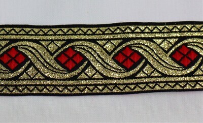 Jaquardborte 30mm &quot;rot-gold&quot;