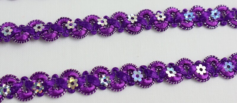 Paillettenband Blümchen &quot;violett&quot;