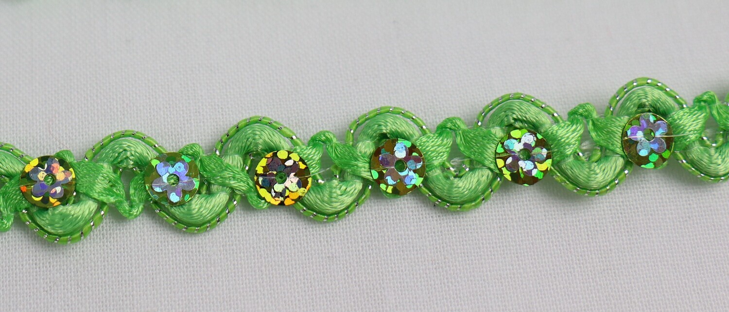 Paillettenband Blümchen &quot;apfelgrün&quot;