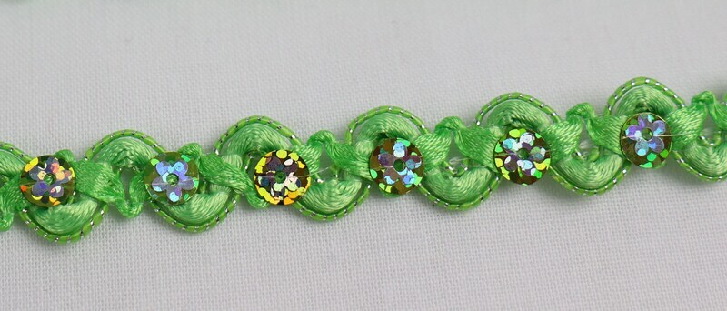 Paillettenband Blümchen &quot;apfelgrün&quot;