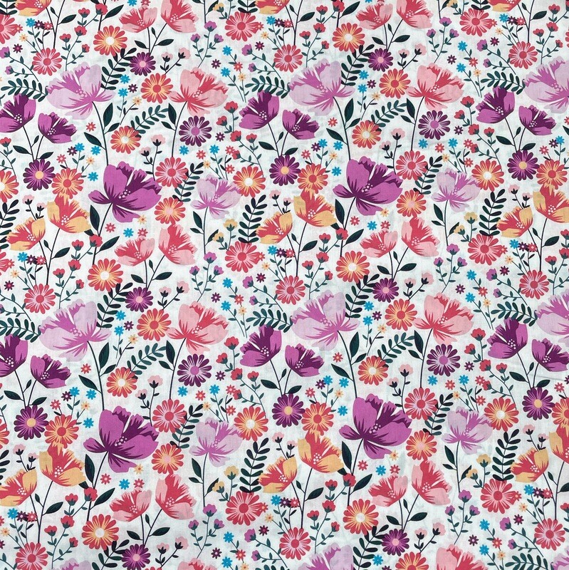 Popeline Blumen &quot;pink&quot;