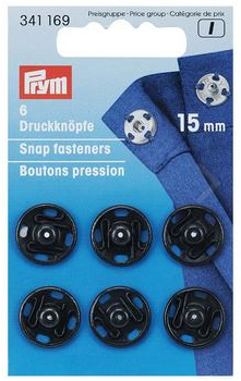 Prym Druckknöpfe zum Annähen  15mm &quot;schwarz&quot;