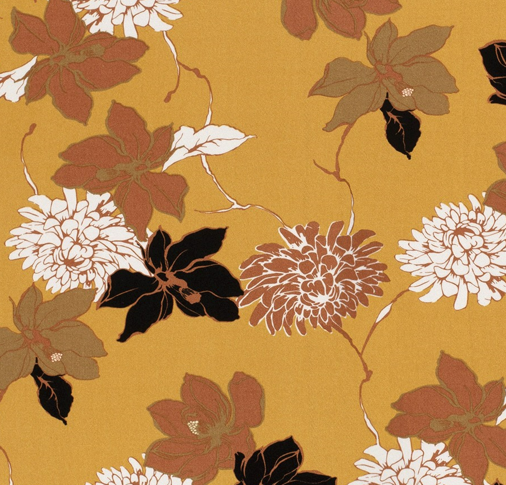 Viskose Twill Blumen &quot;ocker&quot;