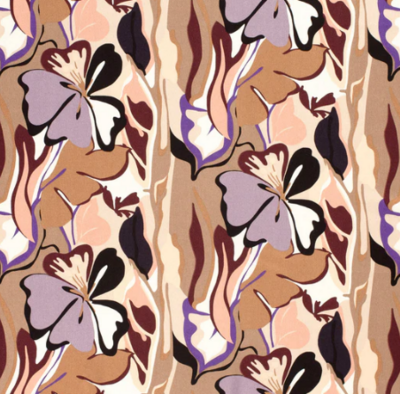Viskose Twill Blumen &quot;taupe-grau&quot;