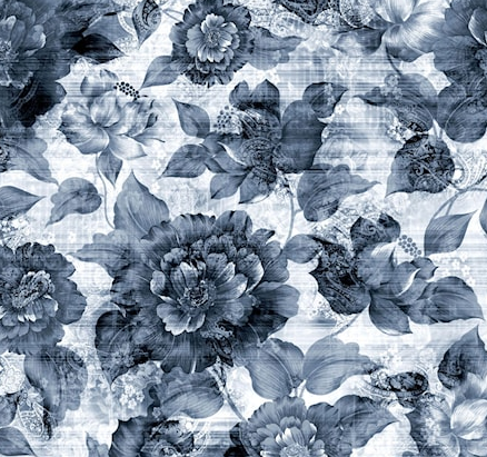 Jersey Blumen &quot;blau&quot;
