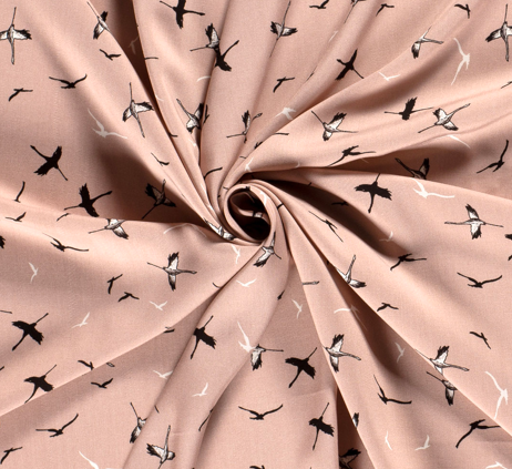 Bambus Popeline Vögel &quot;rosa&quot;