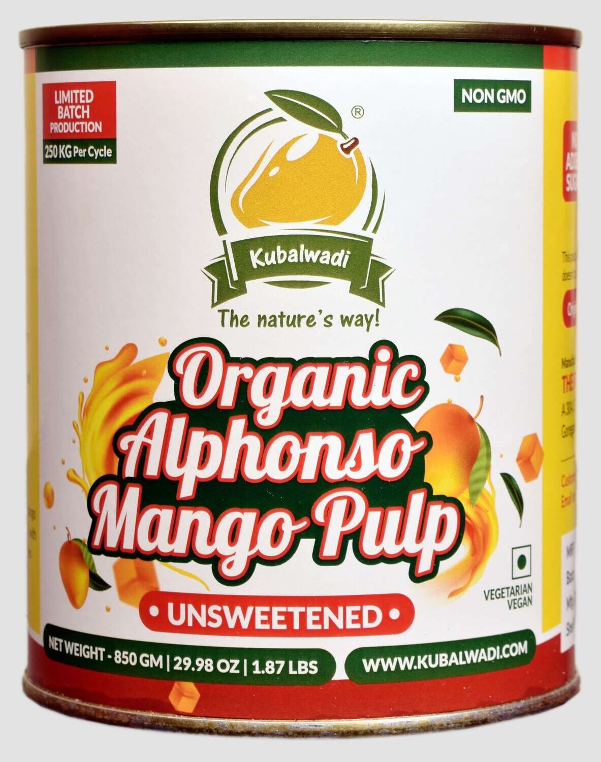 100% Organic Alphonso Mango Pulp