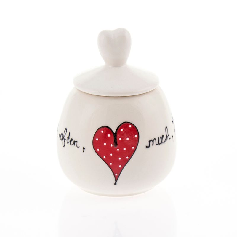Heart Sugar Pot Heart & Words Red