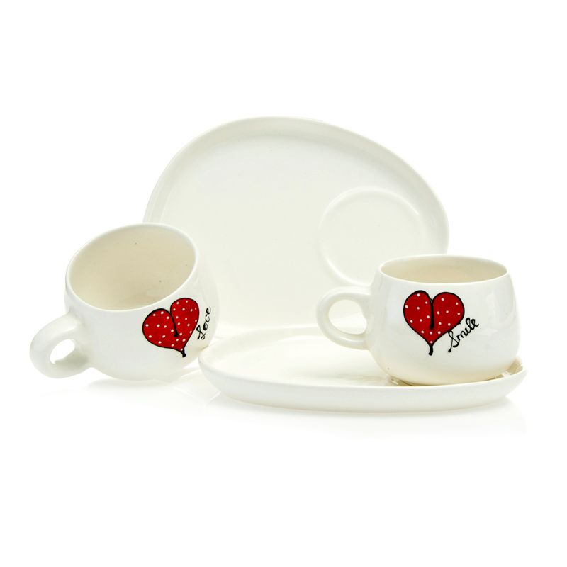 Cup and Saucer Snack Heart & Words Red