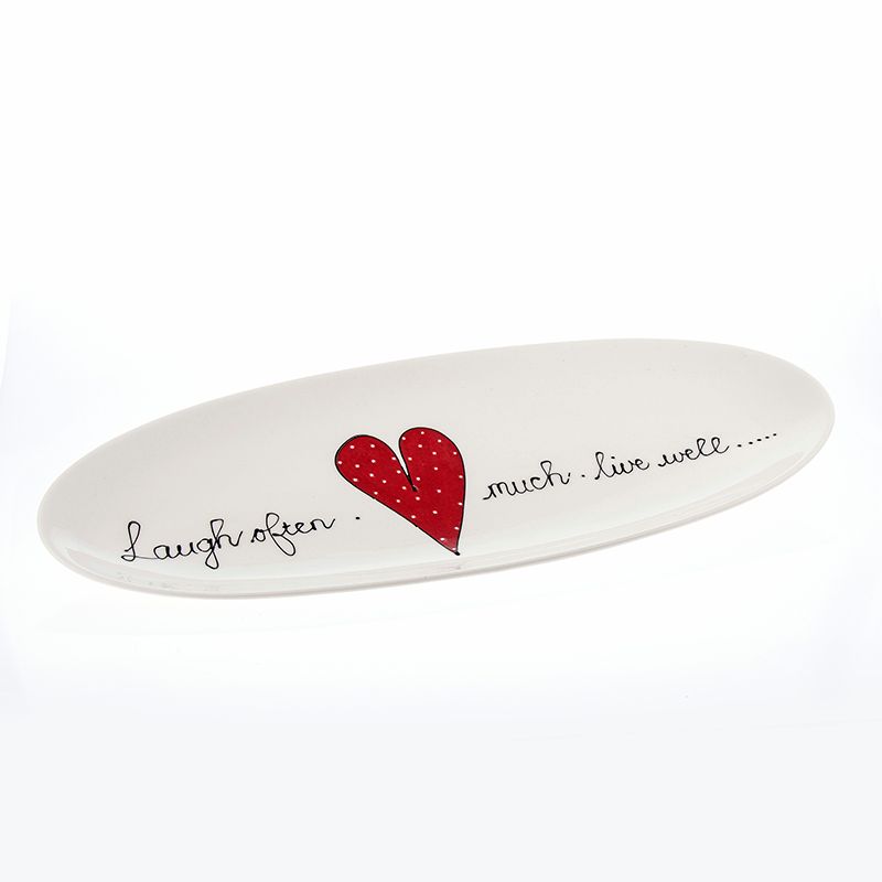 Loaf Platter Heart & Words Red