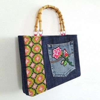 VINTAGE BAG WITH TAPESTRY AND SANDERSON LINEN - Z STITCH