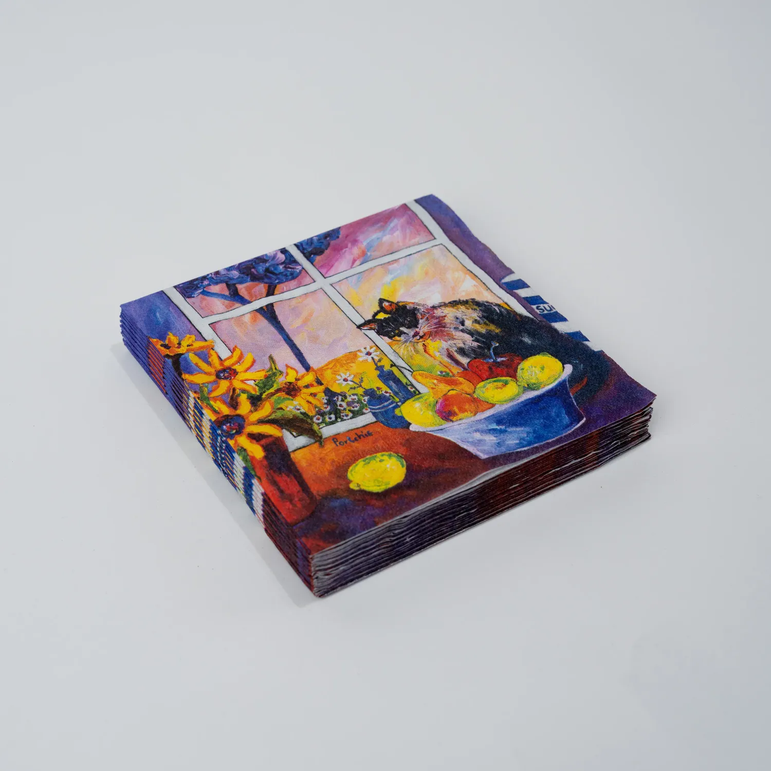 CAT AND FRUIT BOWL PAPER NAPKINS