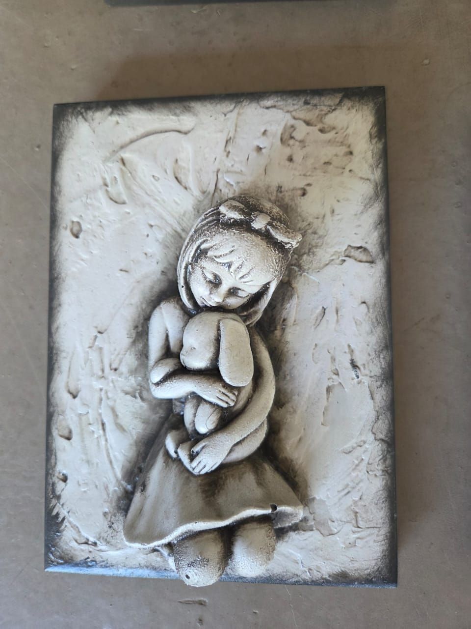 GIRL AND RABBIT  WOODEN BLOCK