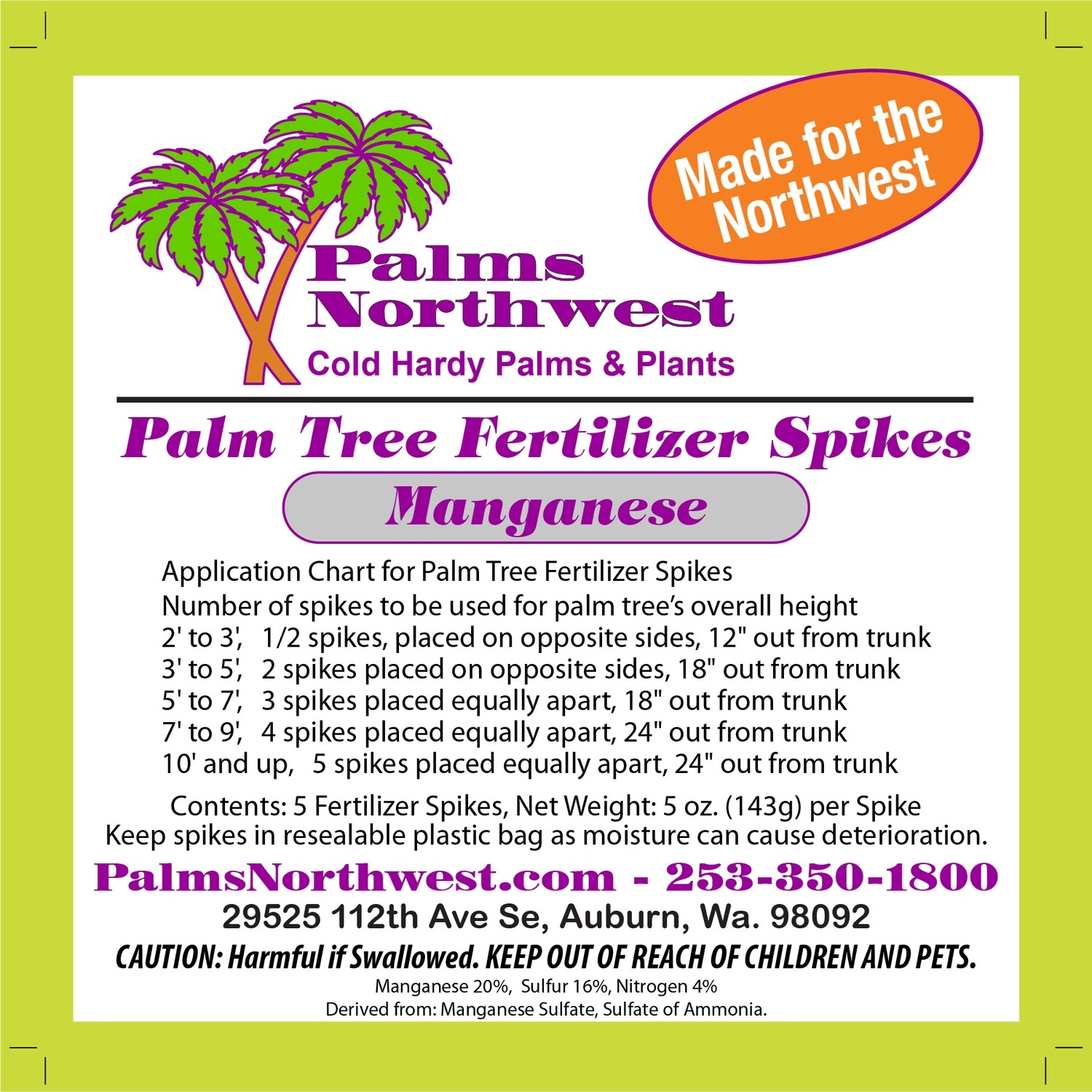 Palm Tree Fertilizer Spikes, Manganese