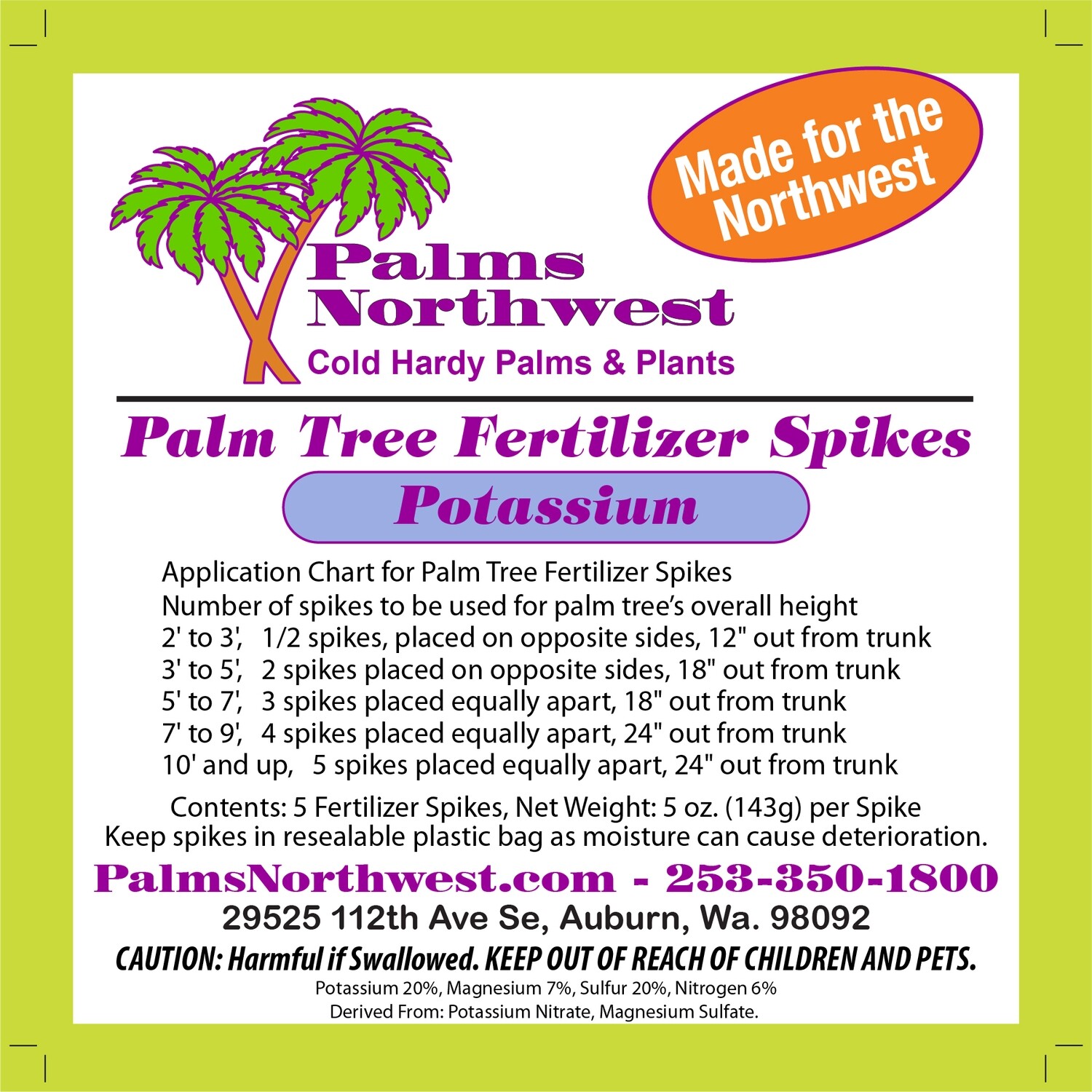 Palm Tree Fertilizer Spikes, Potassium