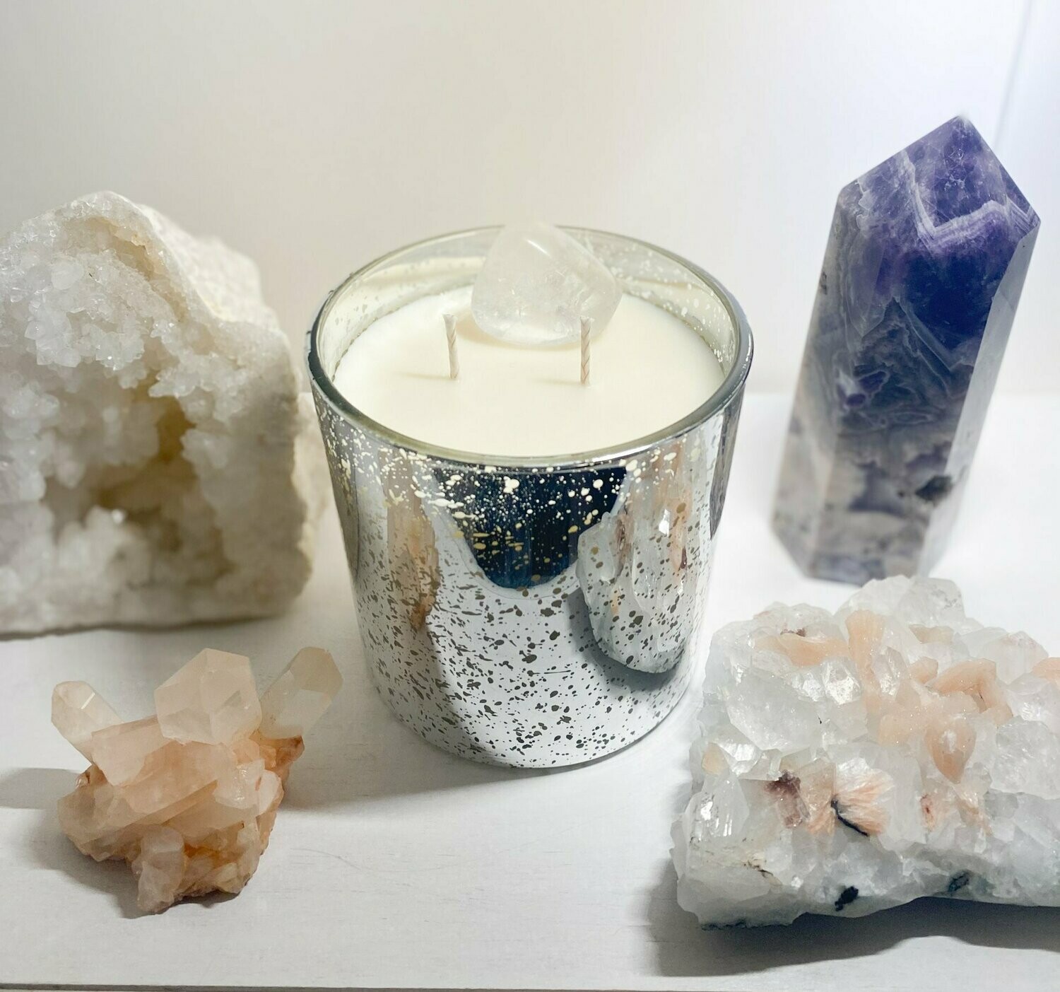 Clear Quartz crystal candle 65cl