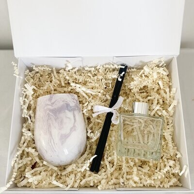 Marble Candle & diffuser gift set