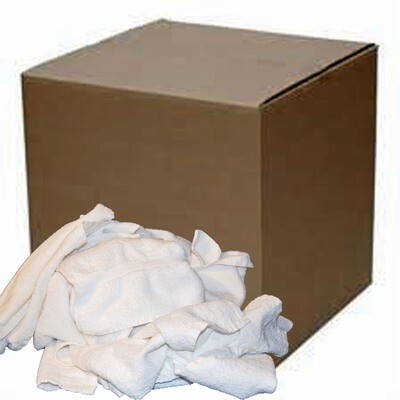 50 Lb. Box of Reclaimed White Terry RAGS