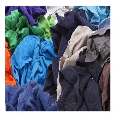 50 Lb. Box of Colored Cotton Reclaimed T-Shirt Rags- Lint Free